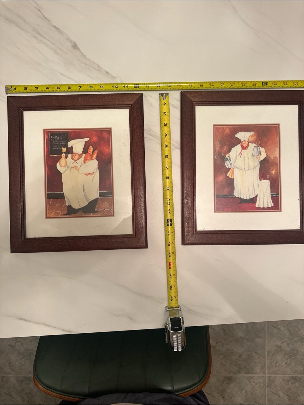Set of 2 Jennifer Garoutte Framed French Bistro Chef Wall Art Prints 15.5x18.5